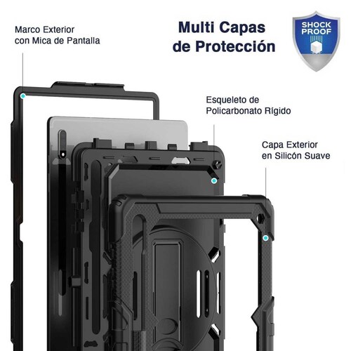 Funda TEKKU StrapB uso rudo para Samsung Tab S8 ULTRA de 14.6 Negra 2022 X900 X906B X906U X906N .