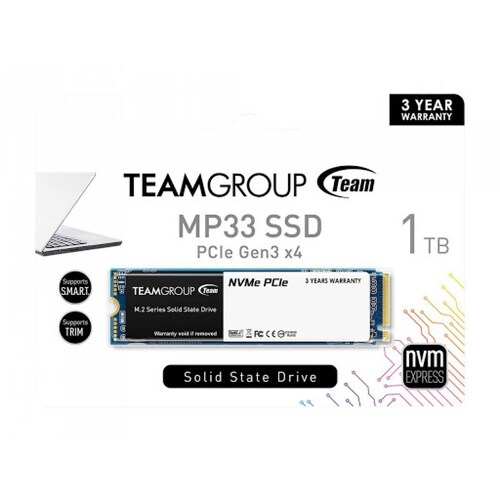 SSD INTERNO TEAMGROUP MP33 1TB M.2 2280 PCIe 3.0 x4 NVMe 1.3 3D NAND TM8FP6001T0C101