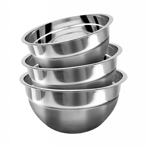 3 Pack de Bowls 18-20-22 cm Vasconia Pro hechos de Acero Inoxidable de Máxima Resistencia 