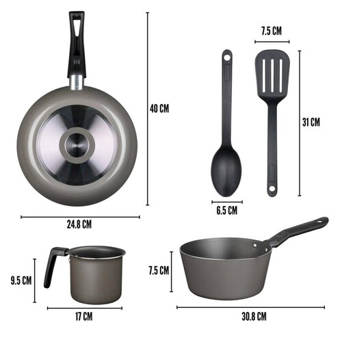 Juego Set De Cocina 5 Pza Ollas Sarten Bateria Aluminio Ekco