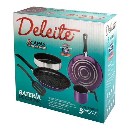 Batería de Cocina Deleite Hecha de Aluminio en Color Violeta 