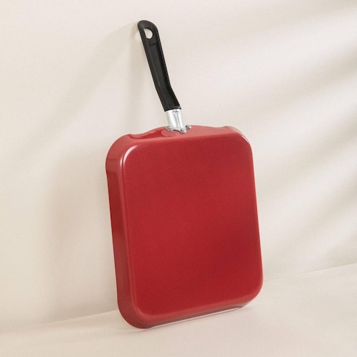 Plancha Cuadrada Ekco Classic 28 cm con Antiadherente Rojo 