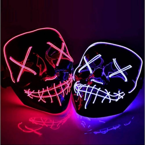 Dos (2) Mascaras Purga Led Iluminadas Halloween Color Rojo .