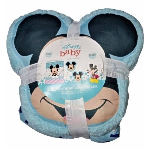 Frazada Super Suave Disney Mickey Mouse + Cojin Shape 1x.8m .