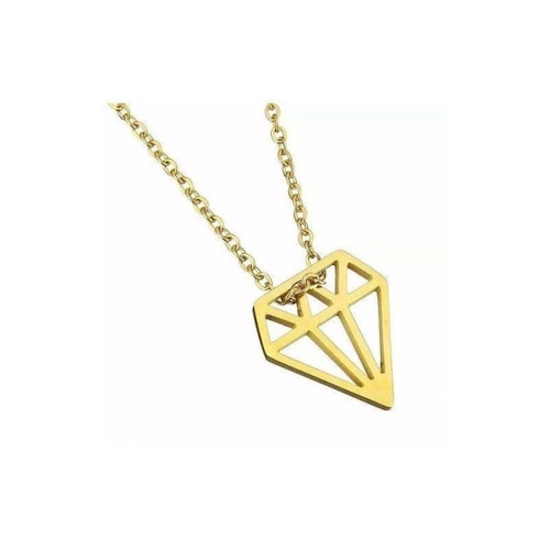 Joya Cadena Con Dije En Forma De Diamante Color dorado Acero Inox
