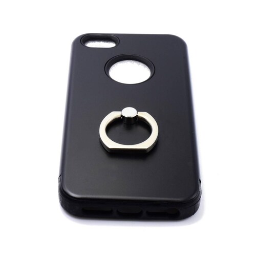 Funda Para Celular Iph 5 Metal Ring Color Negro Accesorio