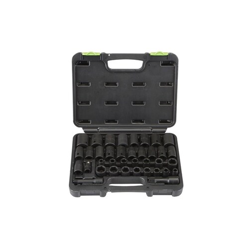 Juego De dados para pistola de Impacto Métrico Y SAE De 3/8 Pulg., 1/2 Pulg., 37 Pzas.