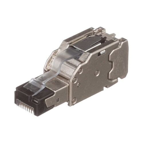 Plug RJ45 Blindado, Instalación Recta,Terminación en Campo Certificable, Compatible con Cat5e, Cat6 y Cat6A, Color Plata