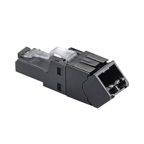 Plug RJ45 UTP, Instalación Angulada 45 Grados, Terminación en Campo Certificable, Compatible con Cat5e, Cat6 y Cat6A, Color Negro