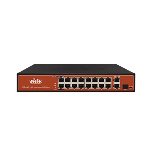Switch PoE (802.3af/at/bt) no administrable de largo alcance, hasta 250m, 16 x 10/100Mbps (PoE) + 2 x 100/1000Mbps + 1 x SFP, 200 W