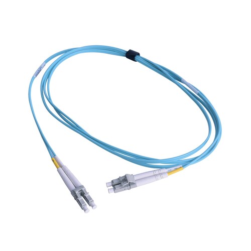Jumper de Fibra Óptica Multimodo 50/125 XGLO OM3, LC-LC Duplex, OFNR, Color Aqua, 2 Metros