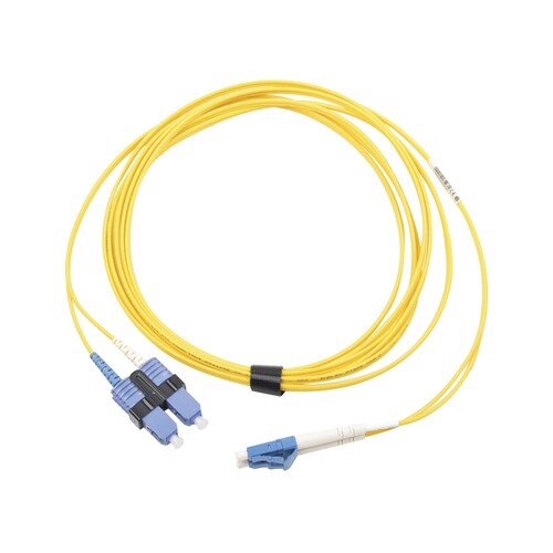 Jumper de Fibra Óptica Monomodo (OS2), XGLO, LC/UPC-SC/UPC Duplex, OFNR, Color Amarillo, 10 Metros
