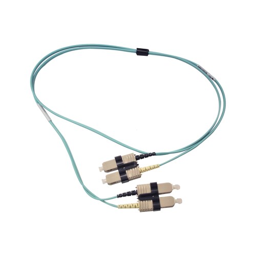 Jumper de Fibra Óptica Multimodo 50/125 OM3 XGLO, SC-SC Duplex, OFNR, Color Aqua, 1 Metro