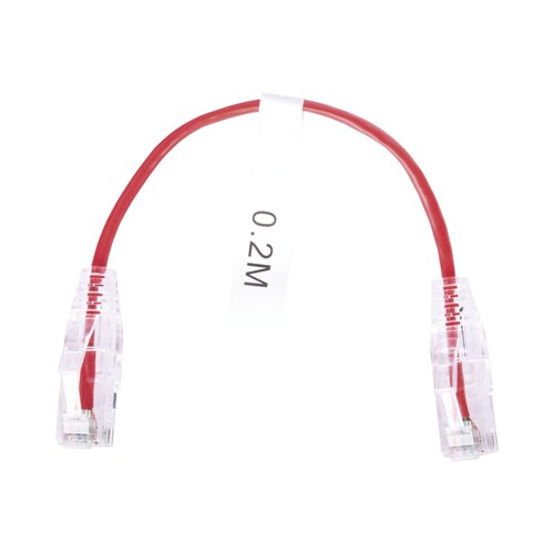 Cable de Parcheo Slim UTP Cat6 - 20 cm Rojo Diámetro Reducido (28 AWG)