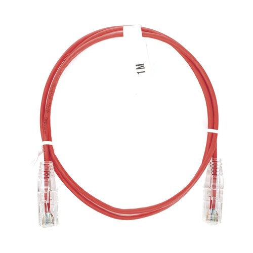 Cable de Parcheo Slim UTP Cat6 - 1 metro, Rojo, Diámetro Reducido (28 AWG)