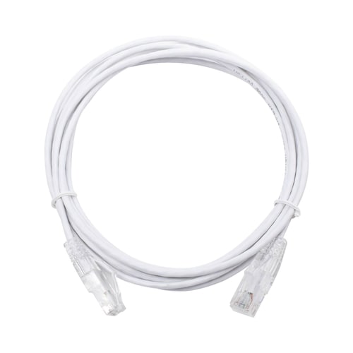Cable de Parcheo Slim UTP Cat6 - 3 m Blanco Diámetro Reducido (28 AWG)