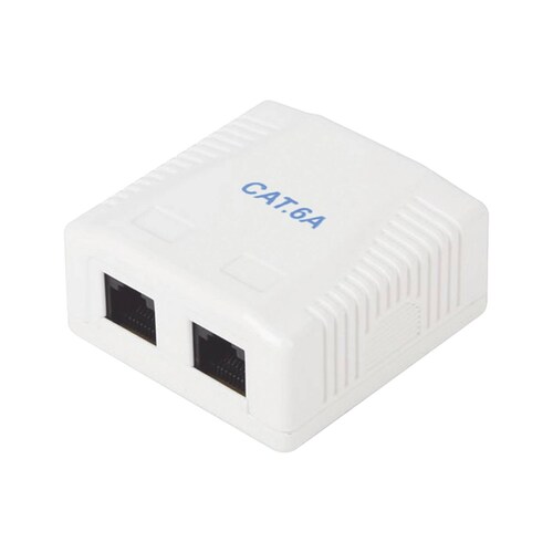Caja de pared con 2 puertos, incluye 2 jacks UTP Cat6A