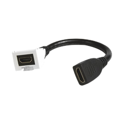 Adaptador HDMI con Pigtail Hembra-Hembra, Para vídeo 720, 1080p, 4K UHD Compatible con Faceplates MAX Siemon de 2 salidas, Color Blanco