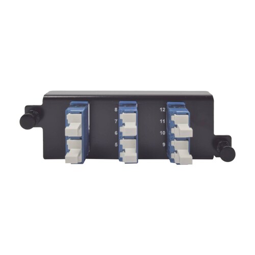 Placa acopladora de Fibra Óptica Plug and Play, Con 6 Conectores LC Duplex (12 Fibras), Para Fibra Monomodo, Azul