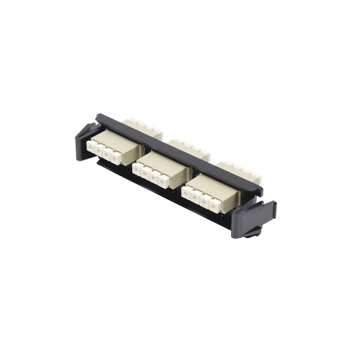 Placa acopladora de Fibra Óptica Quick-Pack, Con 3 Conectores LC Quad (12 Fibras), Para fibra Multimodo, Beige