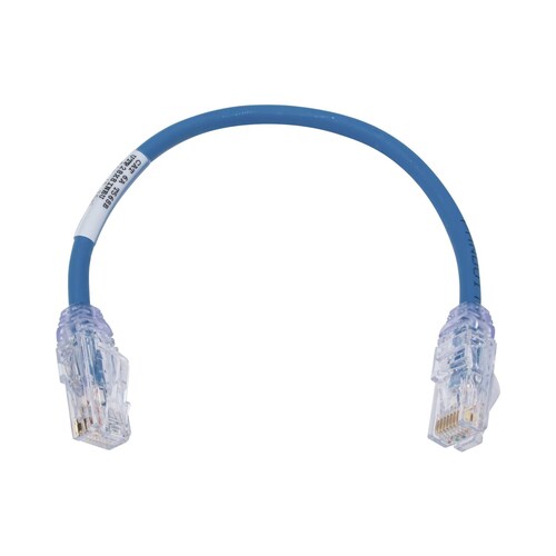 Cable de Parcheo UTP, Cat6A, Diámetro Reducido (28 AWG), CM/LSZH, Color Azul, 8in (20.3cm)