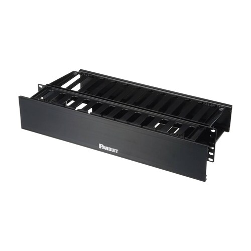 Organizador de Cables Horizontal PatchLink, Doble (Frontal y Posterior), Con Tapa Extendida, Para Rack de 19in, 2UR