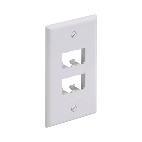 Placa de Pared Vertical Clásica, Salida Para 4 Puertos Mini-Com, Color Blanco