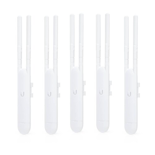 Paquete de 5 Access Point UniFi doble banda para exterior, antenas desmontables 360 grados  , 802.11ac MIMO 2X2, hasta 100 usuarios por equipo. 802.3af, Sin PoE´s