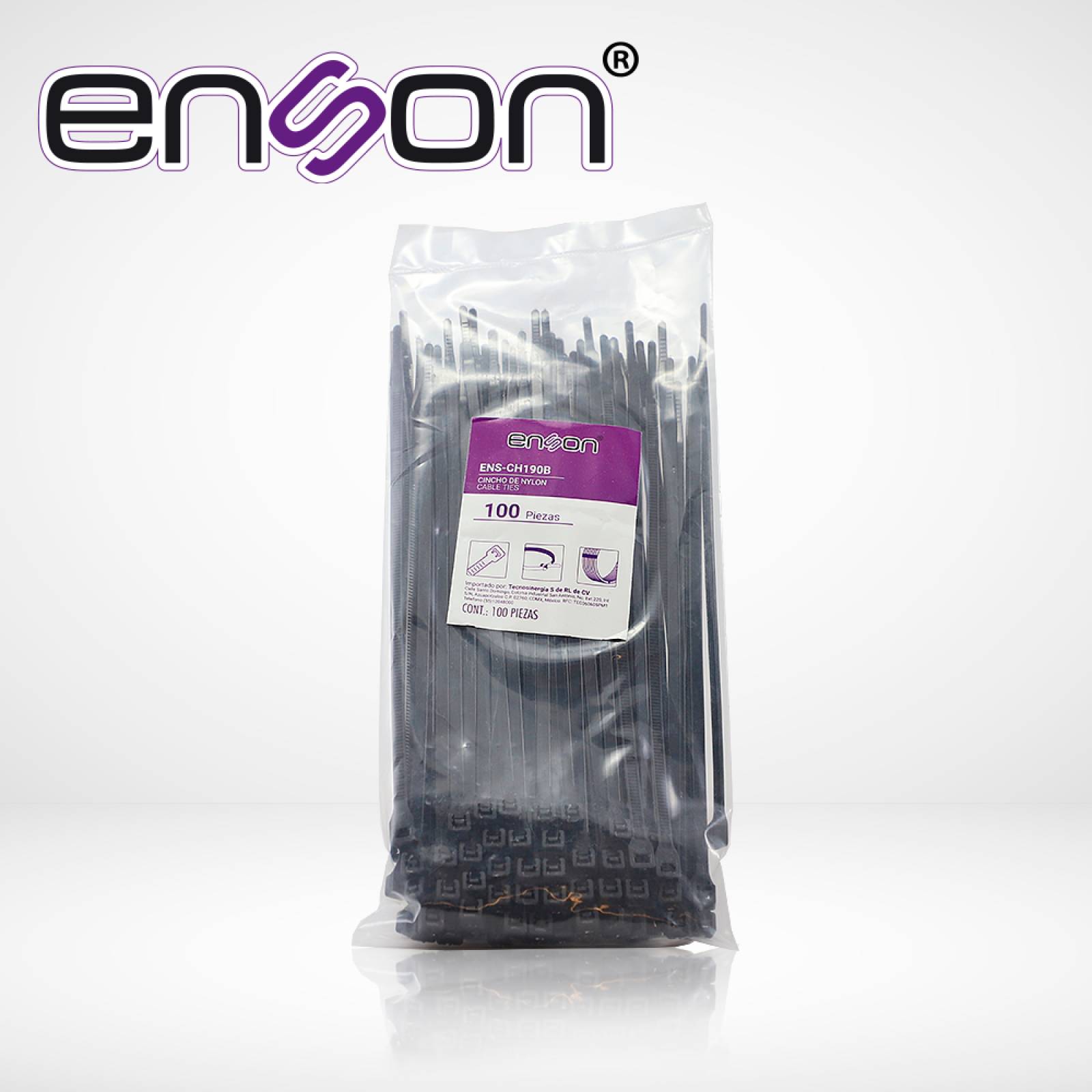 Cincho De Nylon Enson Ens-ch190b Color Negro De 4.8 X 190mm