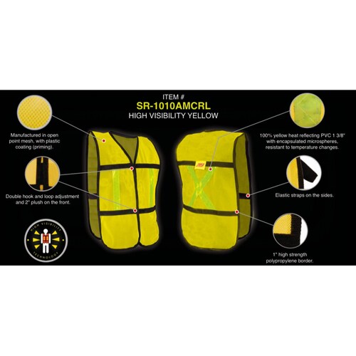 Chaleco de malla amarillo con reflejante plástico 50 piezas