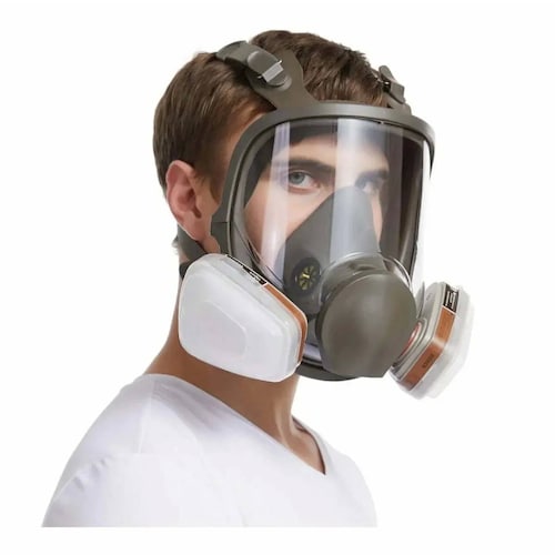 La máscara de gas de doble filtro de protección química de gases