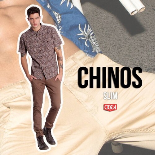 Oggi Jeans Slim Para Hombre Chinos Gabardina Negro.