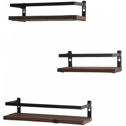 Estantería flotante de madera rústica 