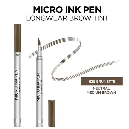 L'oreal, Micro Ink Pen. Boligrafo Para Cejas. Color: Castaño 