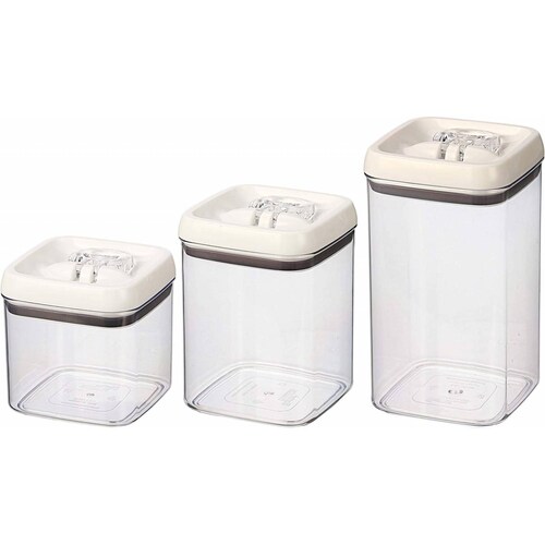 Better Homes & Gardens Flip Tite - Juego de almacenamiento de alimentos - 3 recipientes (cuadrado) 