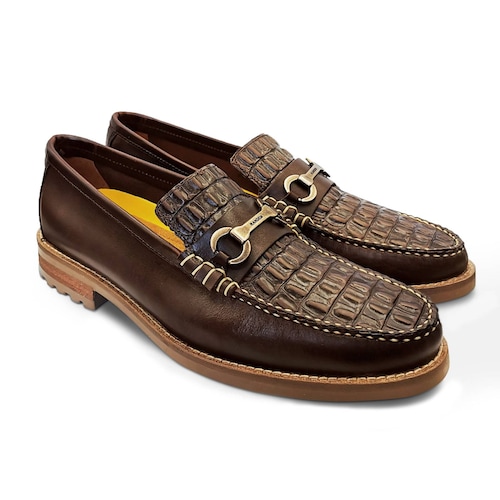 Mocasin Zapato Vestir Boston Randem Exotico Grabado Cocodrilo