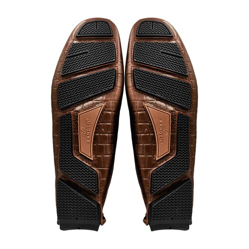 Mocasin Driver Portland Casual Hombre Randem Cocodrilo Chocolate Grabado