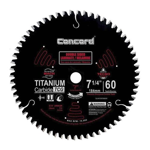 Disco Concord Para Sierra Circular 7-1/4 60 Dientes Melamina
