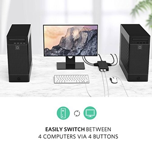 UGREEN Conmutador KVM USB 4 en 1 Salida VGA Switch 1080 escritorio con un monitor