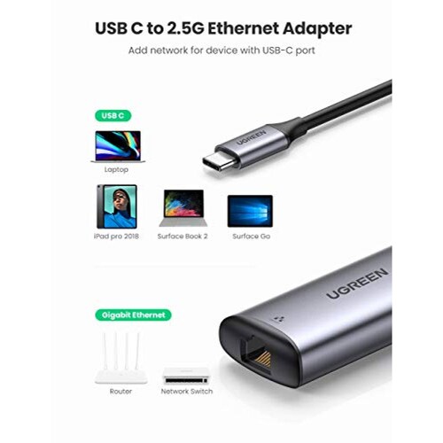 Adaptador USB Tipo C a 2.5Gbps Gigabit Ethernet  UGREEN  Go Dell XP15 13 LenovoHP