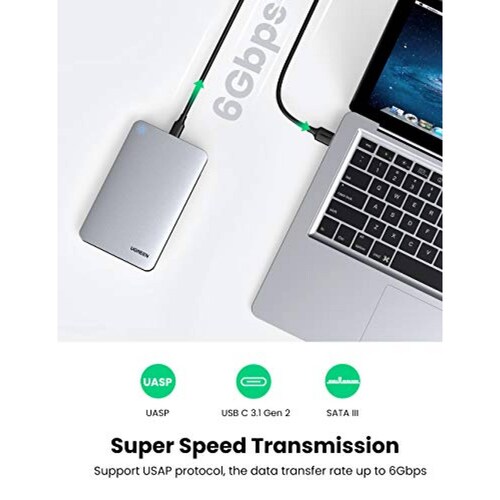 UGREEN Carcasa Disco Duro USB C con UASP Caja de Disco  n Cable USB C a USB A 3.0