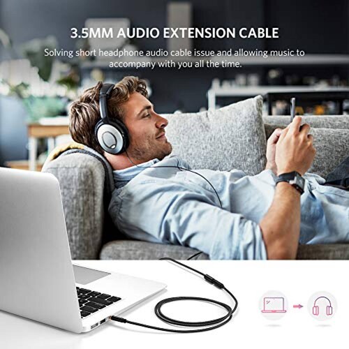 UGREEN Alargador para Auriculares Cable de Audio Jack 3 Tablet y Más2Metros  Negro