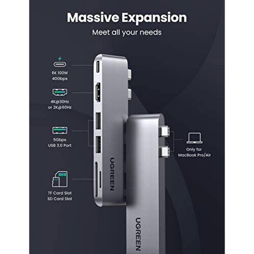 UGREEN USB C Hub para MacBook Pro Adaptador USB Tipo C con 4K HDMIThunderbolt 32USB 3.0 Micro SD k Air 2020/2019/2018