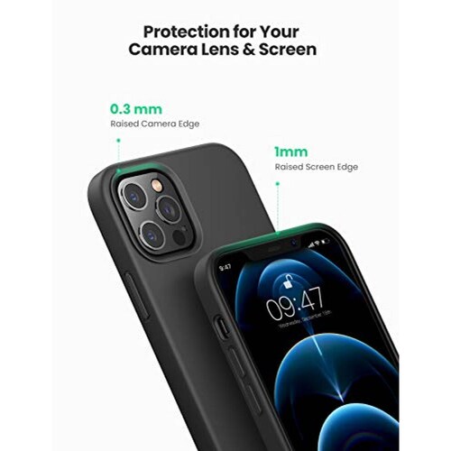 UGREEN Funda de Silicona Compatible con iPhone 12/12 Pr  a Golpes y Rayones Negro