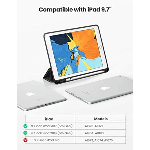 Funda para iPad 9.7 2017/2018 Soporte Protectora ible con Auto-Sueño Negro