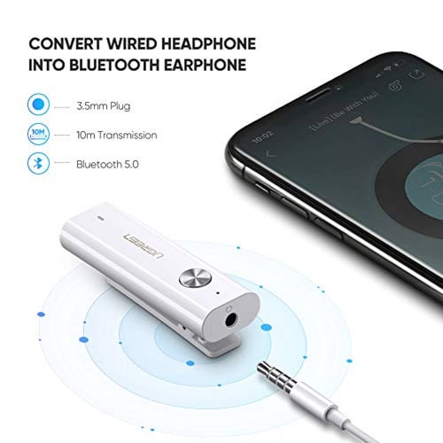 UGREEN Bluetooth5.0 Receptor Adaptador Clip Audio inalá martephone Laptop Tablet.