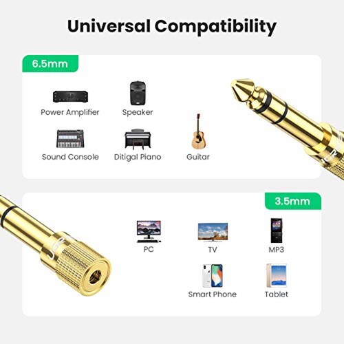 Ugreen Adaptador Convertidor de Audio Estéreo de Jack 3 k 635 mm Macho 5 unidades