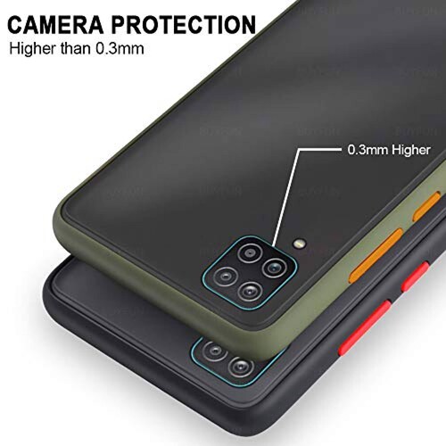 Betefly Funda Samsung Galaxy A12 6.5, Protectora de cámara, Matte Back Antihuellas,Negro