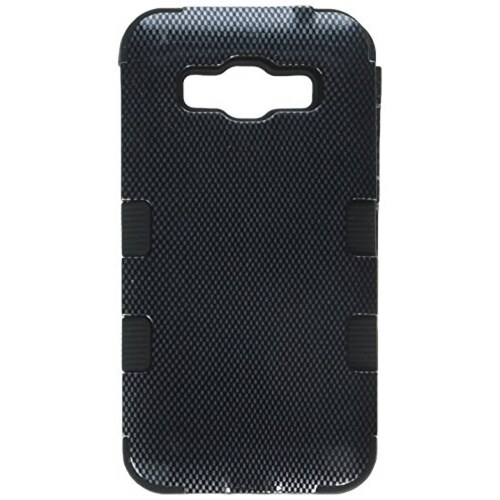  Funda Asmyna Cell Phone Case for Samsung Galaxy J3 - Carbon Fiber/Black