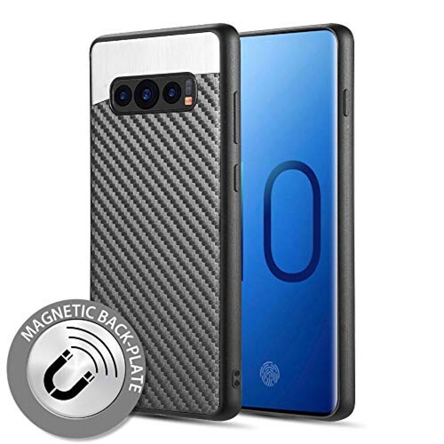  Funda Luxmo Funda Case para Samsung Galaxy S10 Plus, Fibra de Carbono, Color Negro